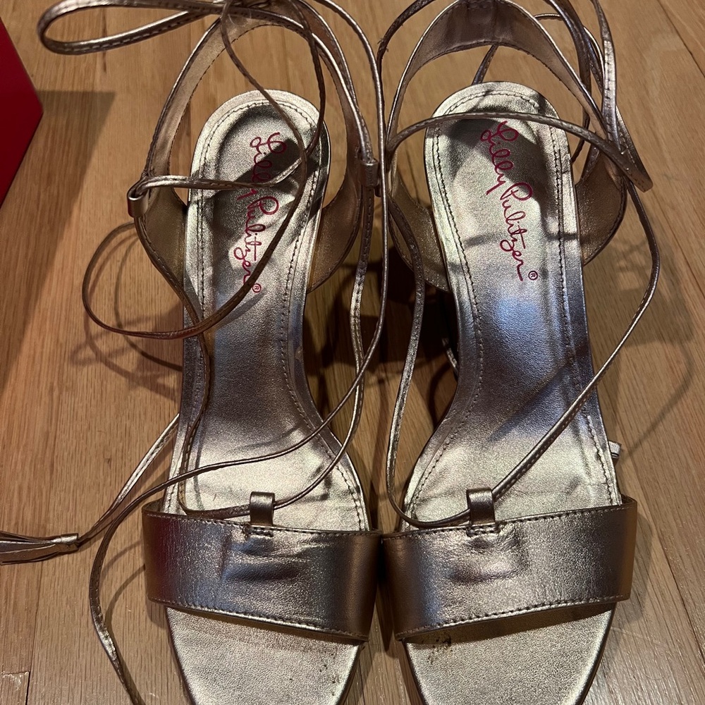 Lilly Pulitzer Metallic Gold Heels Aria Wedge